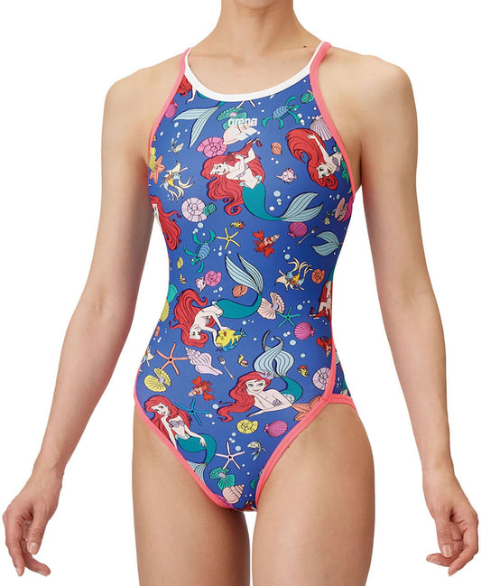 ジュニア ガールズ ディズニー 競泳トレーニング水着 ワンピース オープンバック 練習用