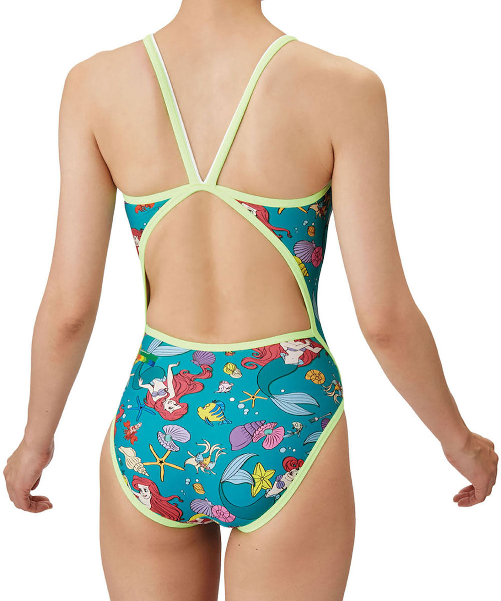 ジュニア ガールズ ディズニー 競泳トレーニング水着 ワンピース オープンバック 練習用