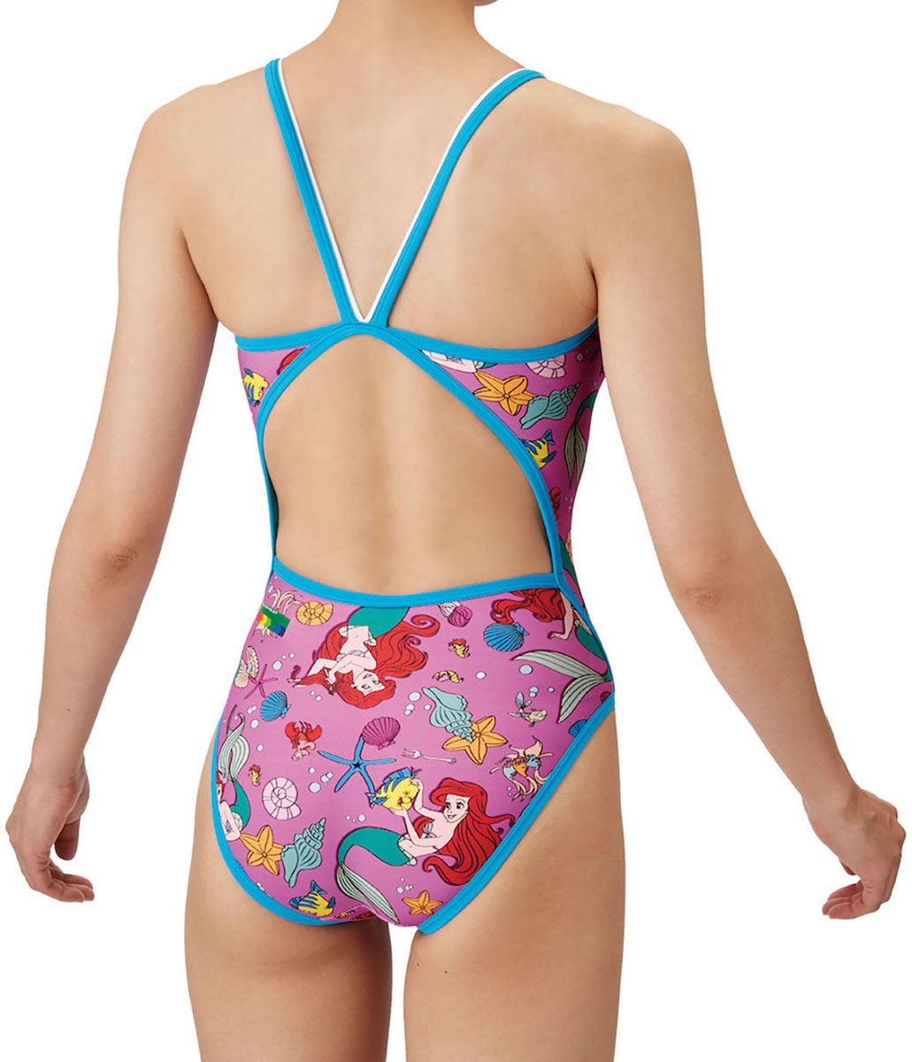 ジュニア ガールズ ディズニー 競泳トレーニング水着 ワンピース オープンバック 練習用