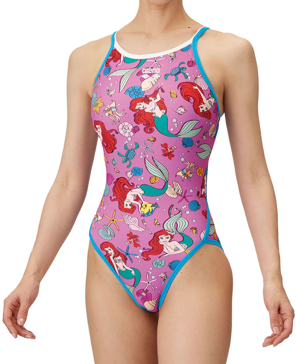 ジュニア ガールズ ディズニー 競泳トレーニング水着 ワンピース オープンバック 練習用