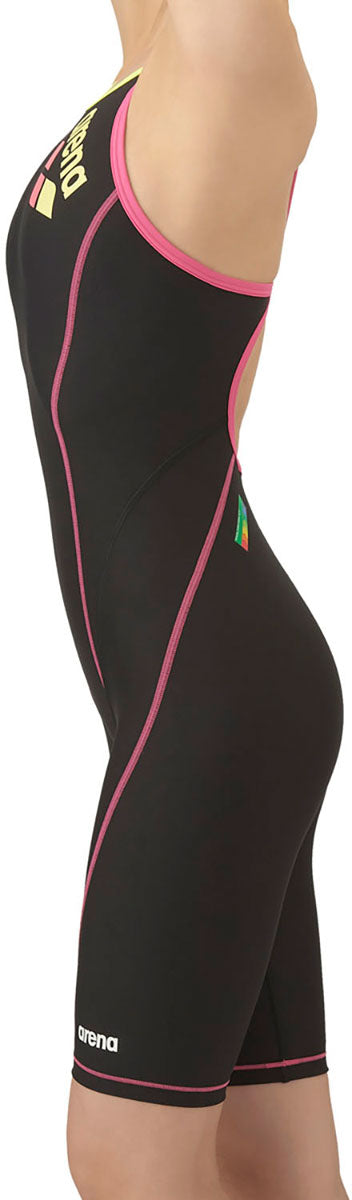 レディース 競泳トレーニング水着 ワンピーススパッツ オープンバック ハーフレッグ 水泳