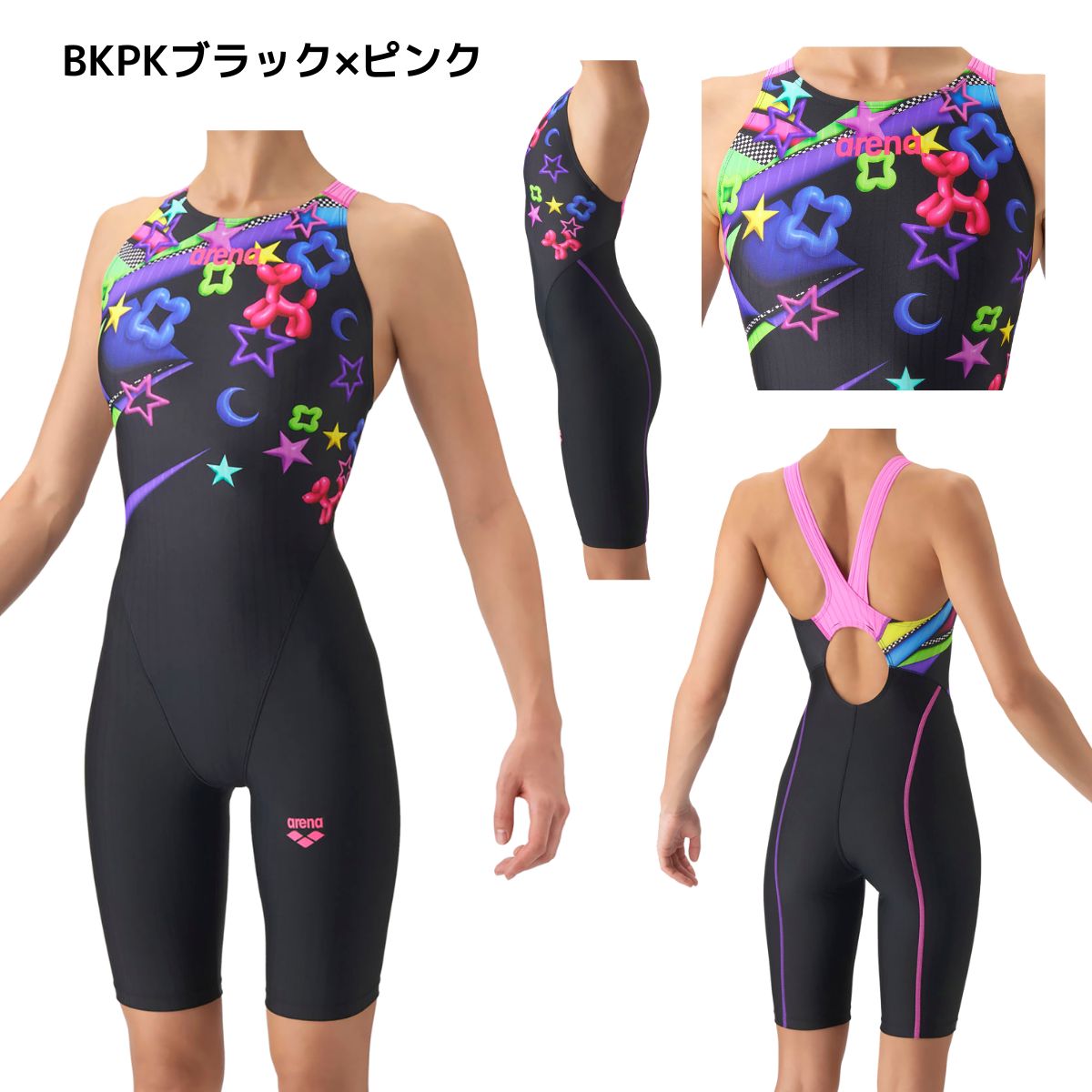 競泳水着 レーシングワンピーススパッツ（オープンバック・ハーフレッグ） レディース 水泳