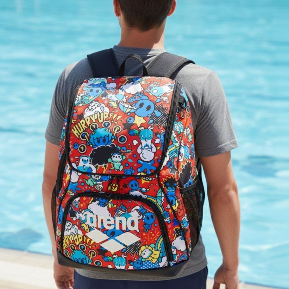 キッズ ジュニア 大人 バックパック 総柄 スイマーズリュック リュックサック リュック