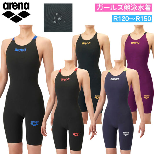 ジュニア ガールズ 競泳水着 レーシングワンピーススパッツ オープンバック ハーフレッグ