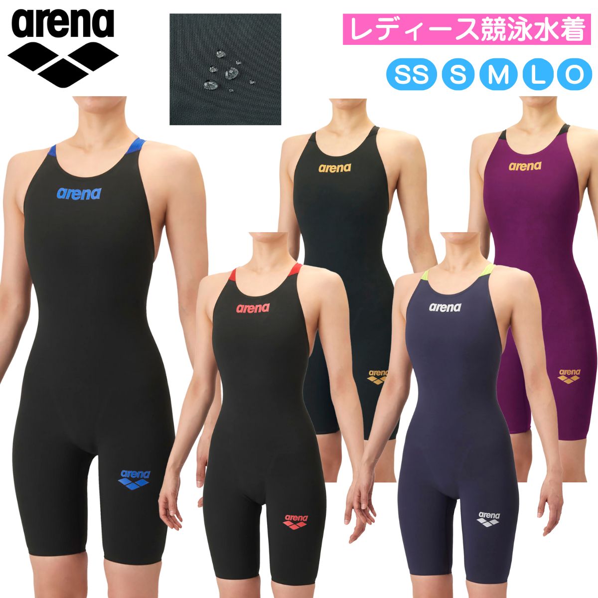 レディース 競泳水着 レーシングワンピーススパッツ オープンバック ハーフレッグ