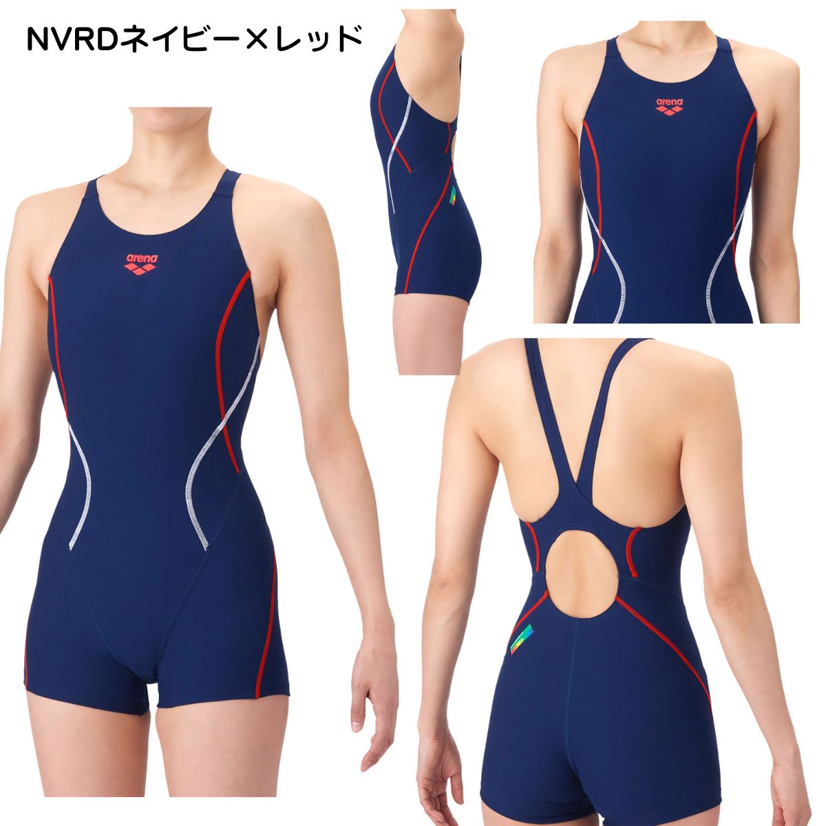 レディース 水着 競泳 トレーニングワンピーススパッツ オープンバック ミドルレッグ