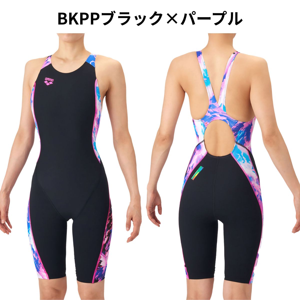 レディース 競泳トレーニング水着 ワンピーススパッツ オープンバック ハーフレッグ 水泳