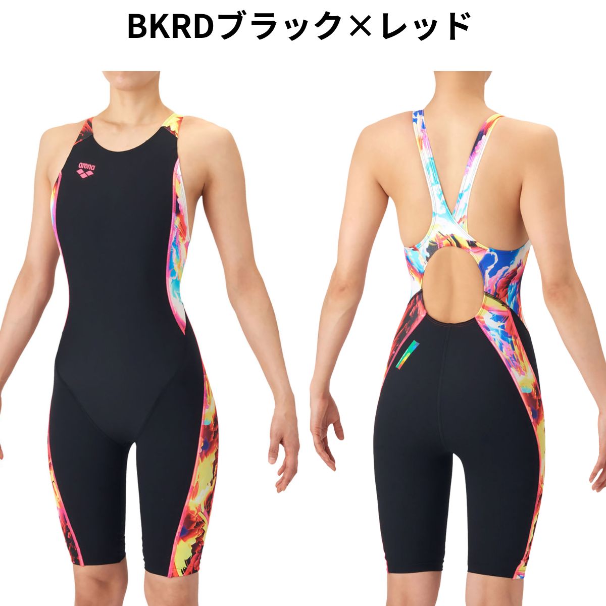 レディース 競泳トレーニング水着 ワンピーススパッツ オープンバック ハーフレッグ 水泳