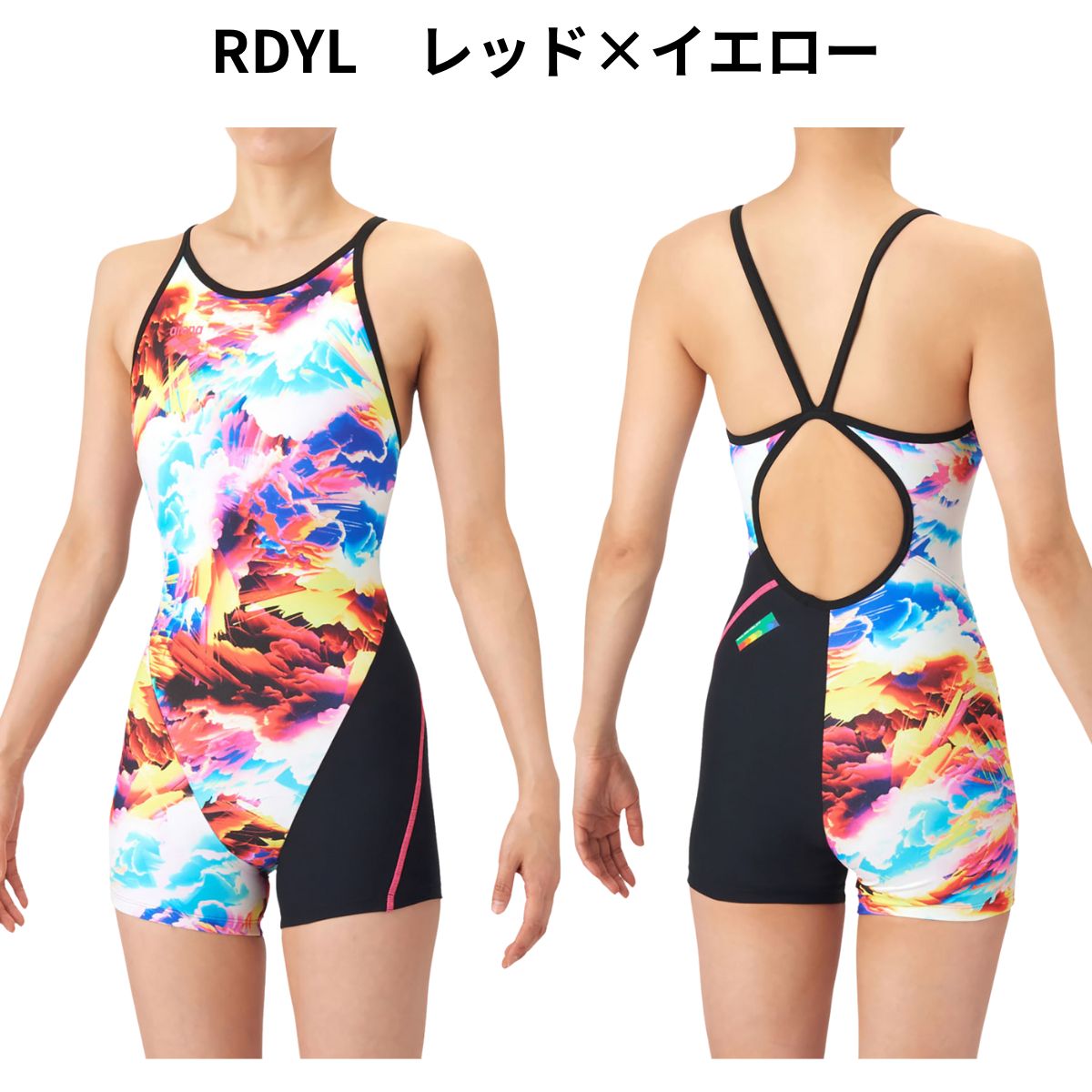 レディース 競泳トレーニング水着 ワンピーススパッツ オープンバック ミドルレッグ 水泳