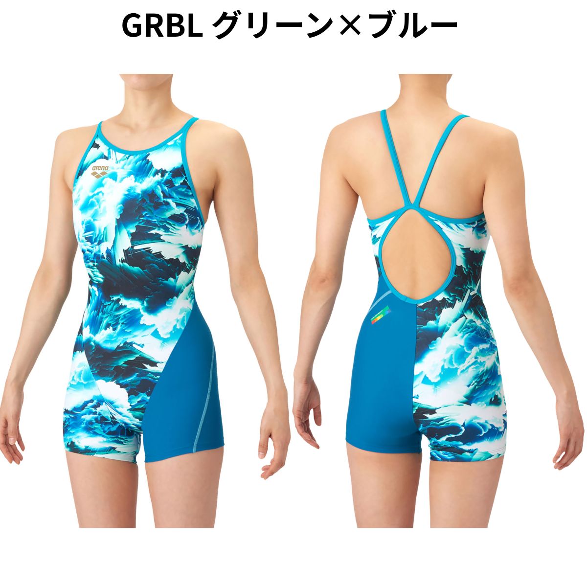 レディース 競泳トレーニング水着 ワンピーススパッツ オープンバック ミドルレッグ 水泳