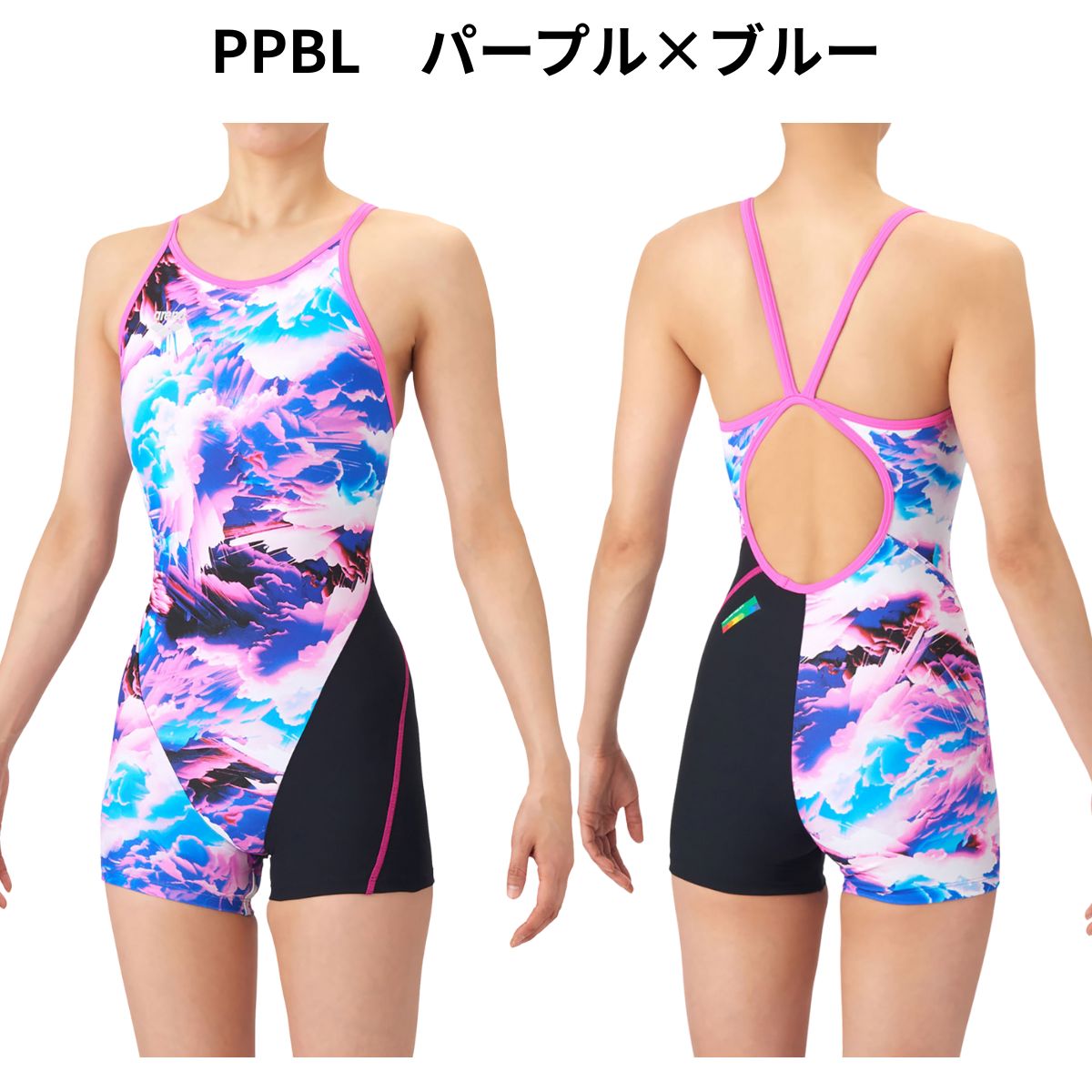 レディース 競泳トレーニング水着 ワンピーススパッツ オープンバック ミドルレッグ 水泳