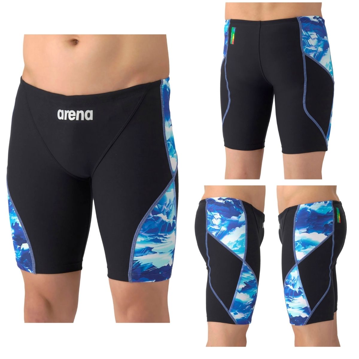 メンズ 競泳トレーニング水着 スイムスパッツ ハーフレッグ 水泳 練習用