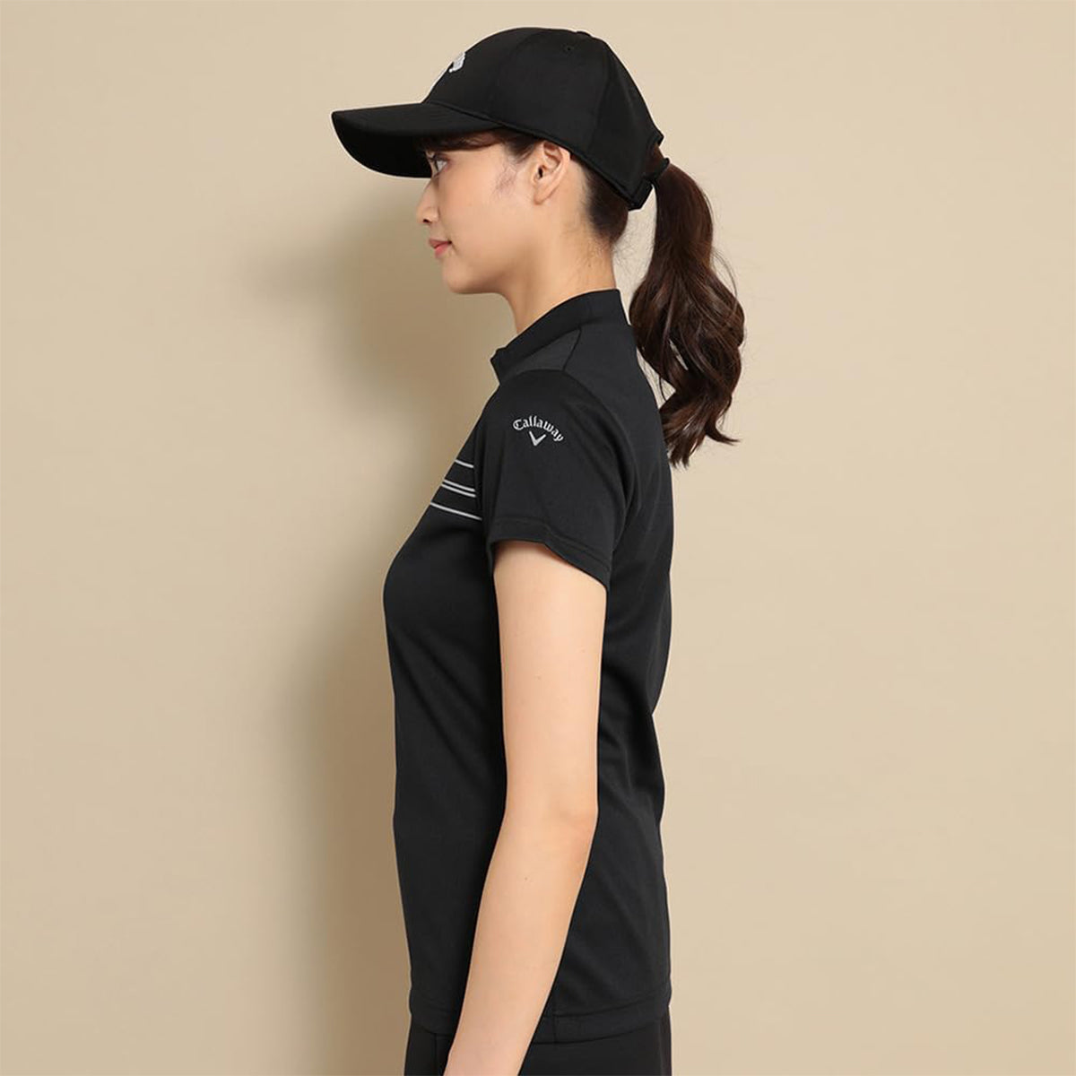 Callaway 半袖モックネックシャツ ストレッチスムース レディース