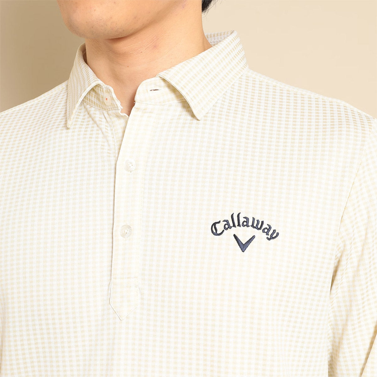 Callaway Gingham Jacquard Long Sleeve Shirt Men's Golf Wear