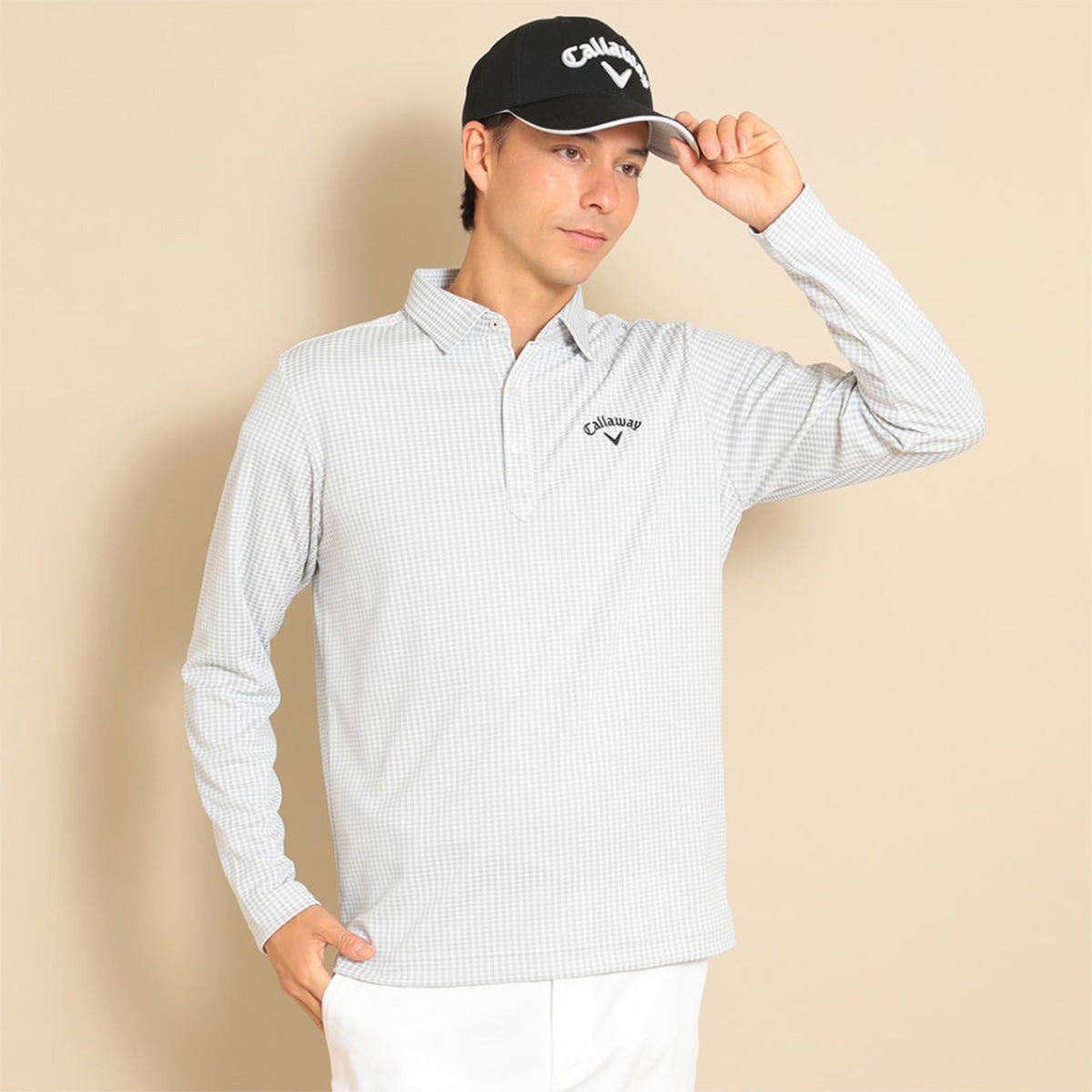 Callaway Gingham Jacquard Long Sleeve Shirt Men's Golf Wear