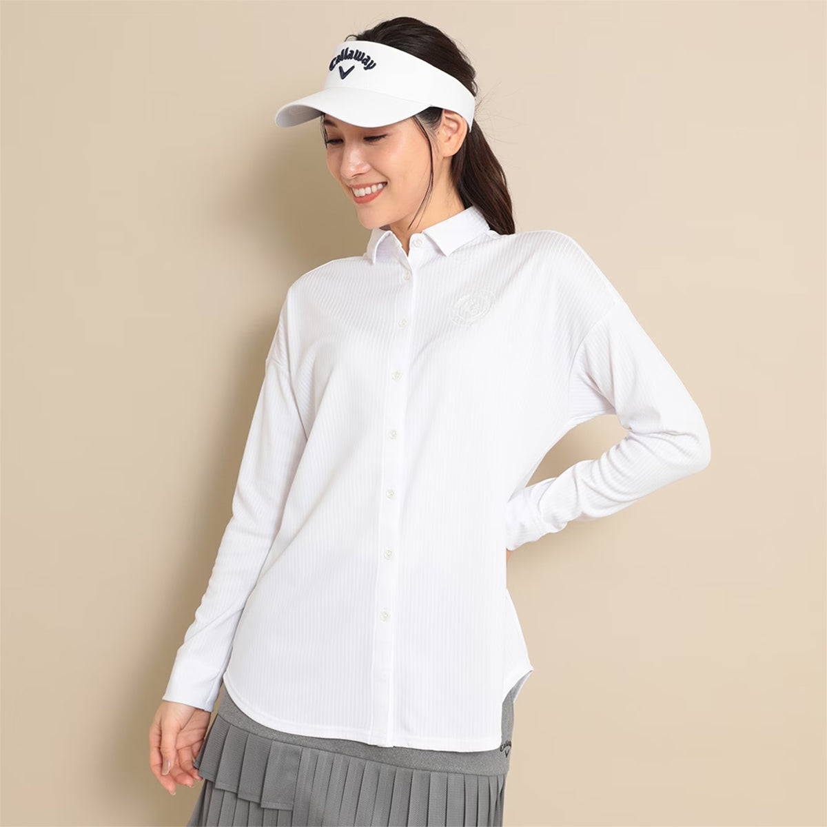 Callaway Striped Jacquard Long Sleeve Shirt Women's Golf Wear