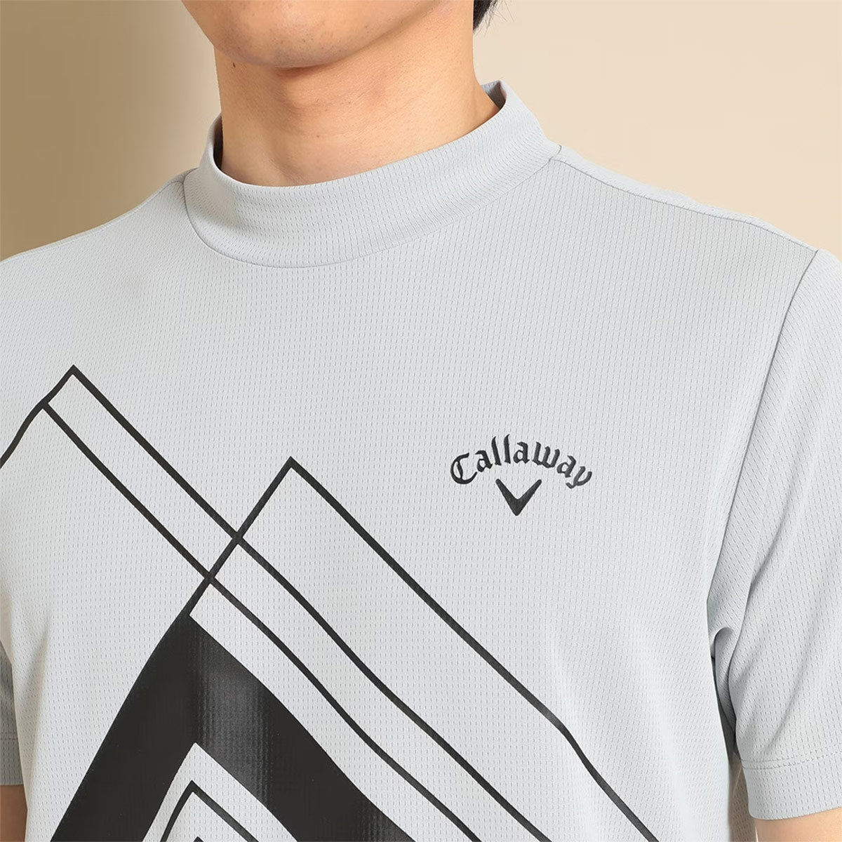 Callaway パワーラインプリントクローズドカノコ半袖モックネックシャツ メンズ