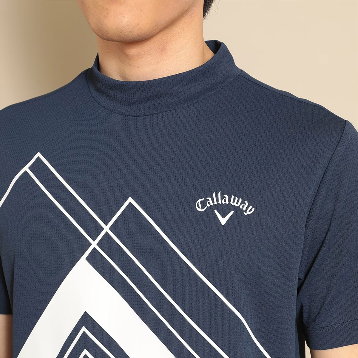 Callaway パワーラインプリントクローズドカノコ半袖モックネックシャツ メンズ