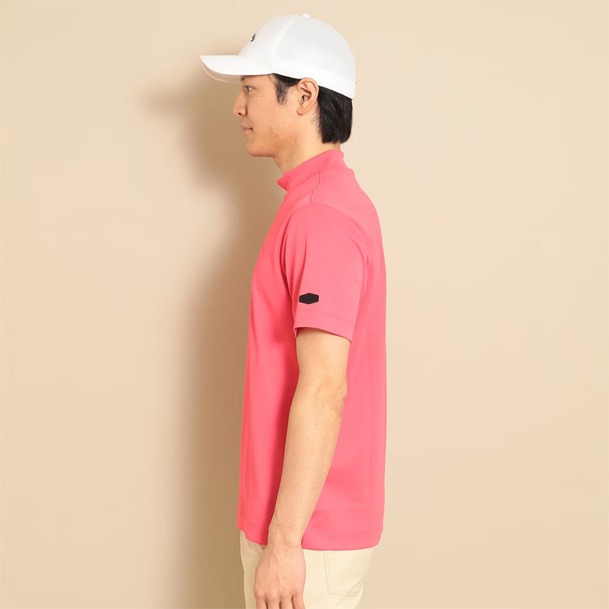 Callaway Logo Print Kanoko Short Sleeve Mock Neck Shirt Men's Golf Wear