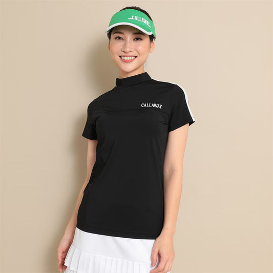 Callaway Stretch Smooth Short Sleeve Mock Neck Shirt Ladies Golf Wear