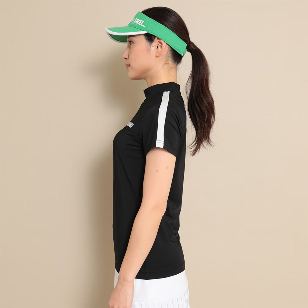 Callaway Stretch Smooth Short Sleeve Mock Neck Shirt Ladies Golf Wear