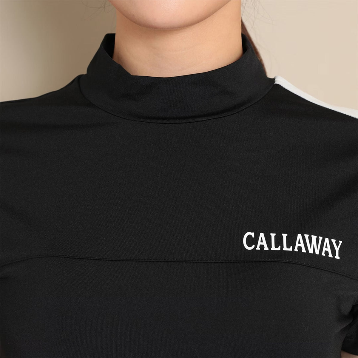 Callaway Stretch Smooth Short Sleeve Mock Neck Shirt Ladies Golf Wear