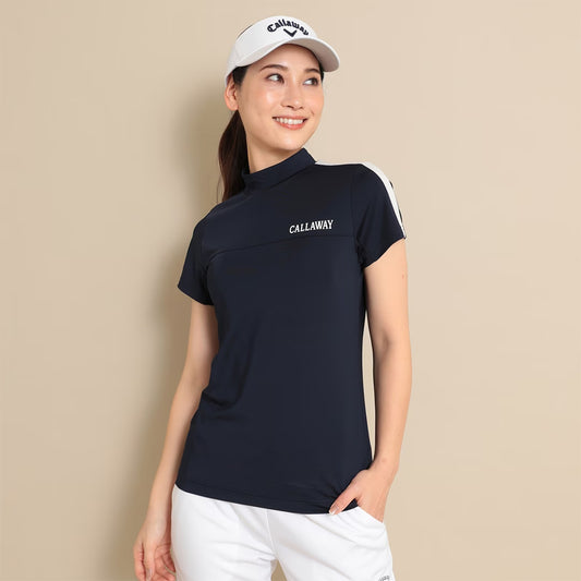 Callaway Stretch Smooth Short Sleeve Mock Neck Shirt Ladies Golf Wear