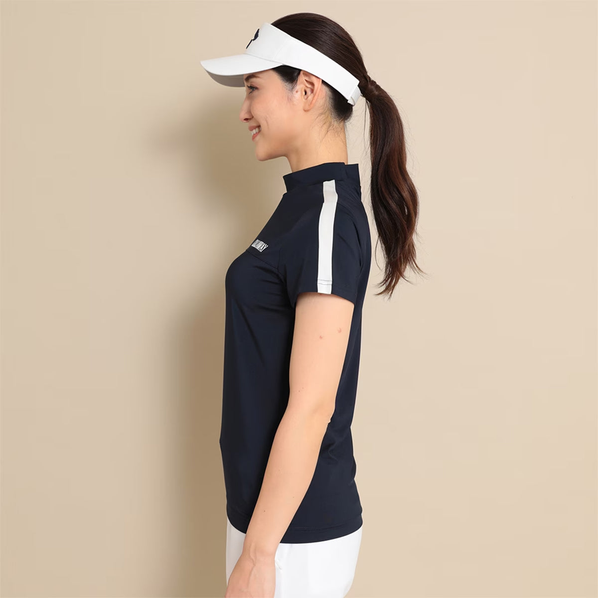 Callaway Stretch Smooth Short Sleeve Mock Neck Shirt Ladies Golf Wear