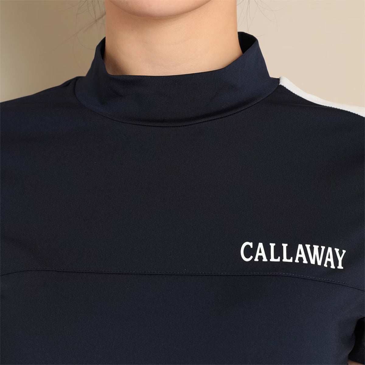 Callaway Stretch Smooth Short Sleeve Mock Neck Shirt Ladies Golf Wear