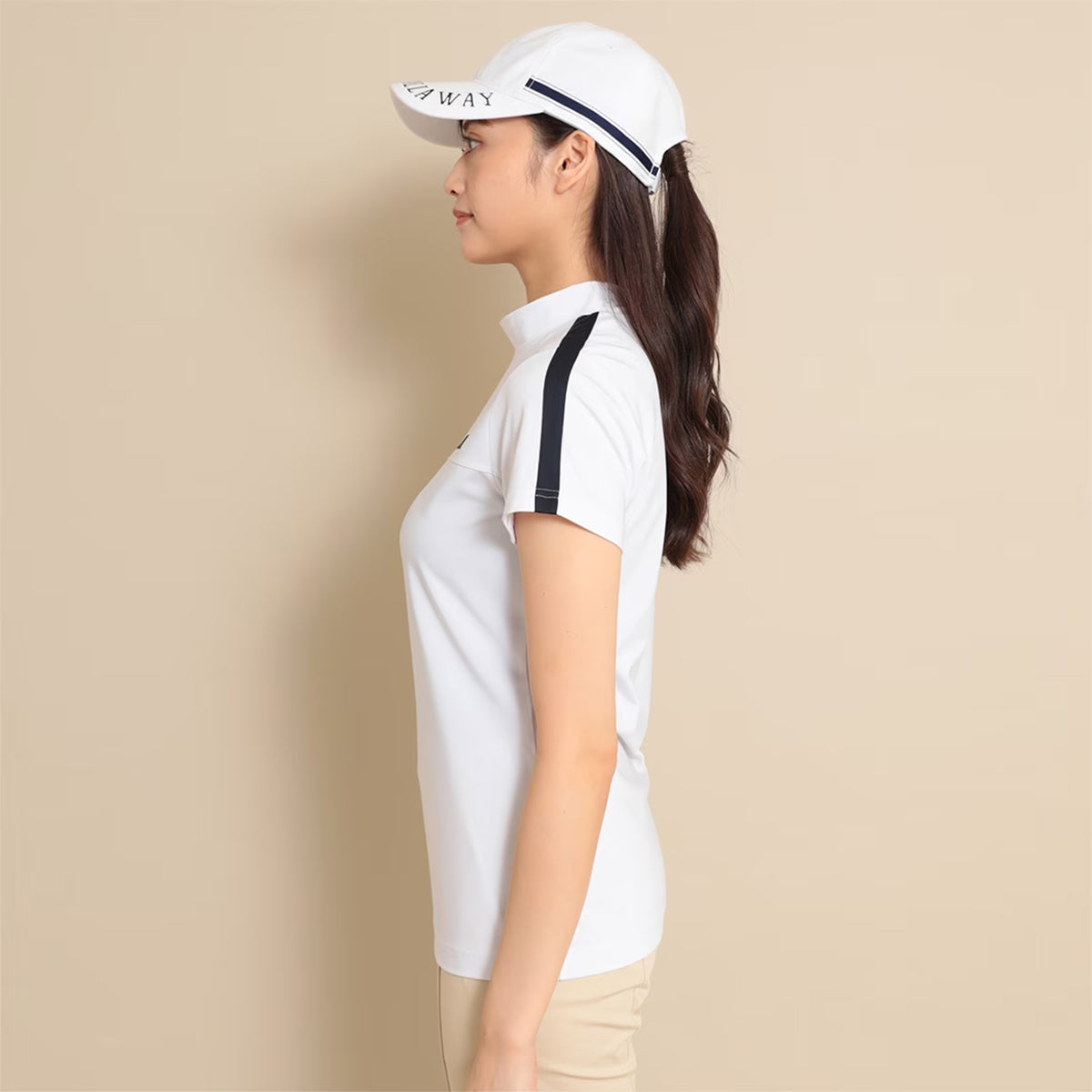 Callaway Stretch Smooth Short Sleeve Mock Neck Shirt Ladies Golf Wear