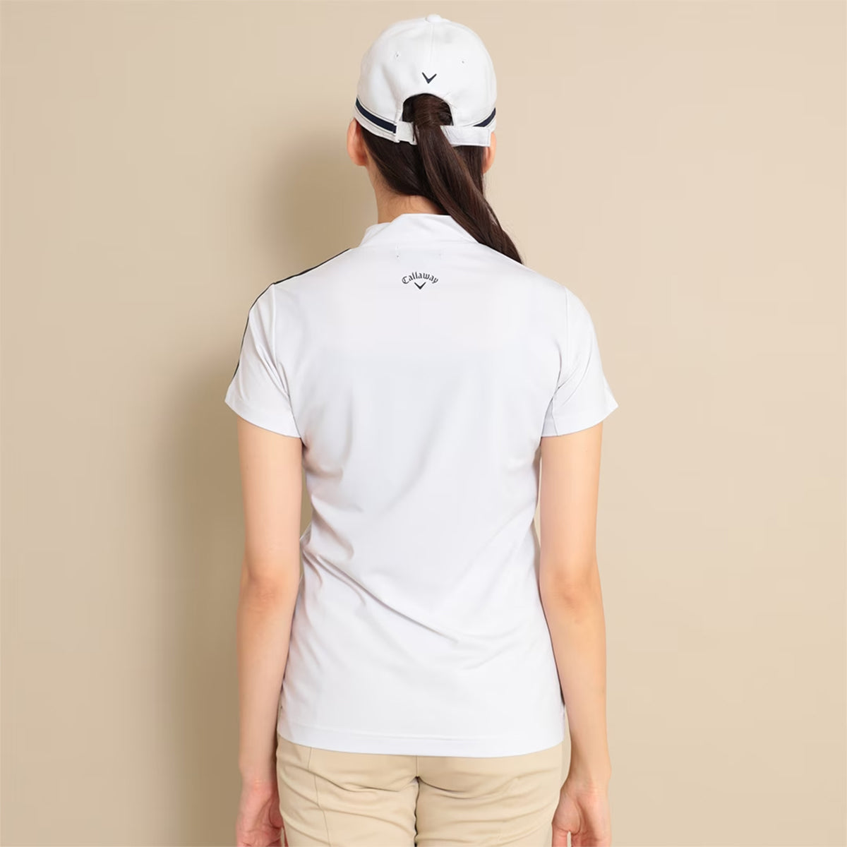 Callaway Stretch Smooth Short Sleeve Mock Neck Shirt Ladies Golf Wear