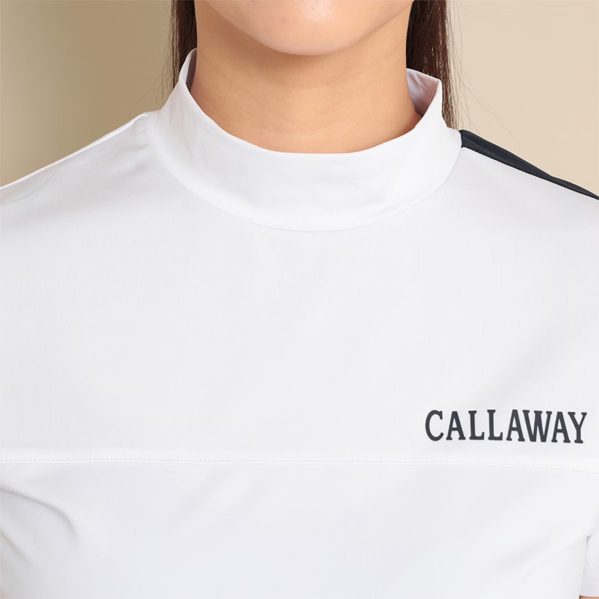 Callaway Stretch Smooth Short Sleeve Mock Neck Shirt Ladies Golf Wear