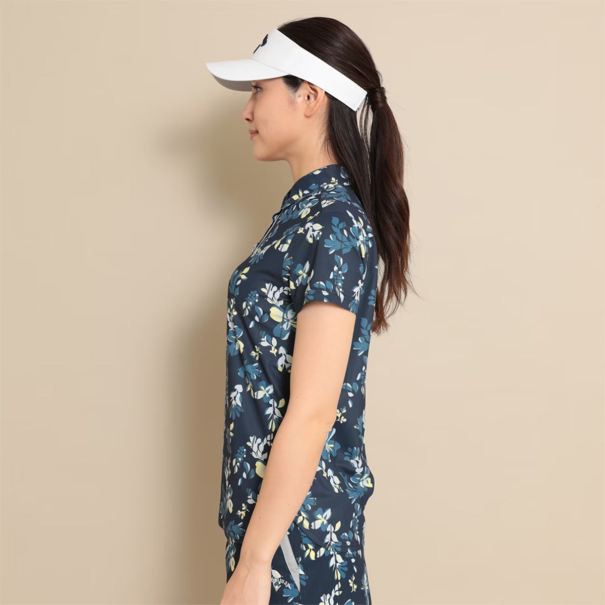 Callaway Striped Flower Print Compact Kanoko Short Sleeve Shirt for Women