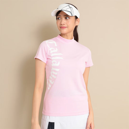 Callaway Logo Print Kanoko Short Sleeve Mock Neck Shirt Women's Golf Wear