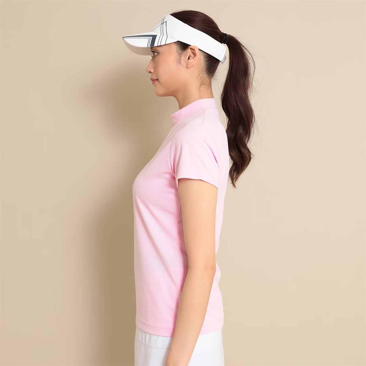 Callaway Logo Print Kanoko Short Sleeve Mock Neck Shirt Women's Golf Wear