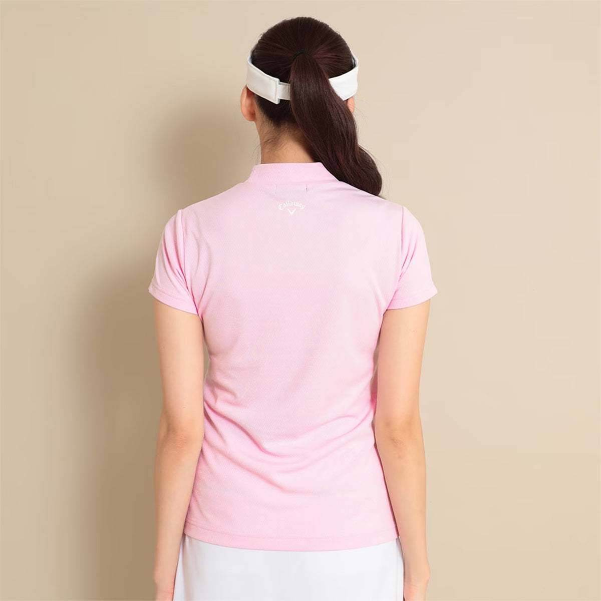 Callaway Logo Print Kanoko Short Sleeve Mock Neck Shirt Women's Golf Wear