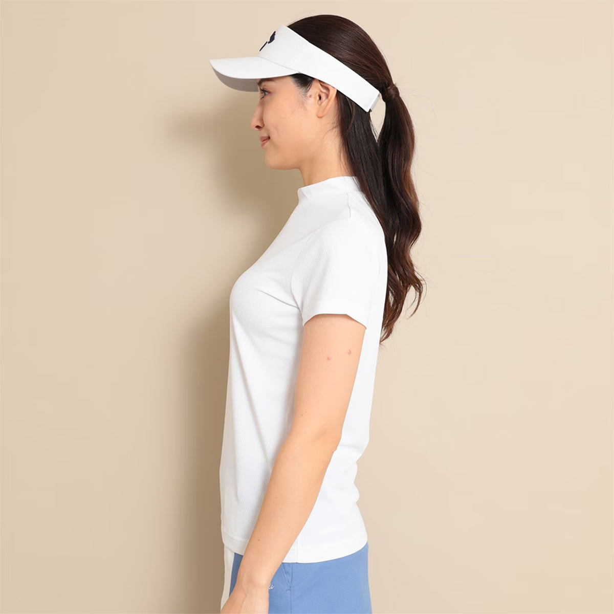 Callaway Logo Print Kanoko Short Sleeve Mock Neck Shirt Women's Golf Wear