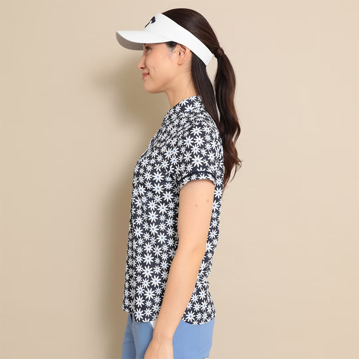 Callaway Kazaana Mesh Daisy Print Short Sleeve Shirt Women's Golf Wear