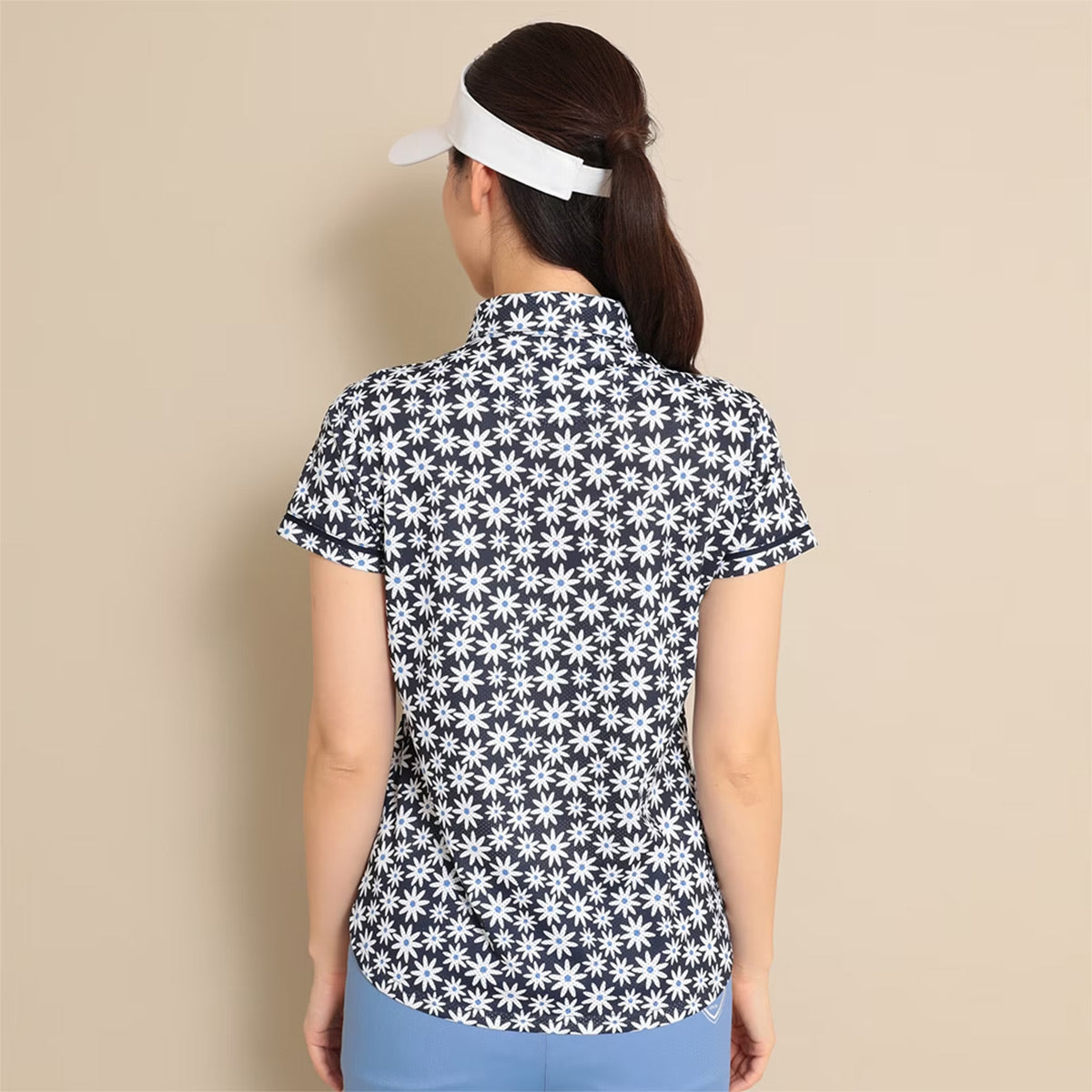 Callaway Kazaana Mesh Daisy Print Short Sleeve Shirt Women's Golf Wear