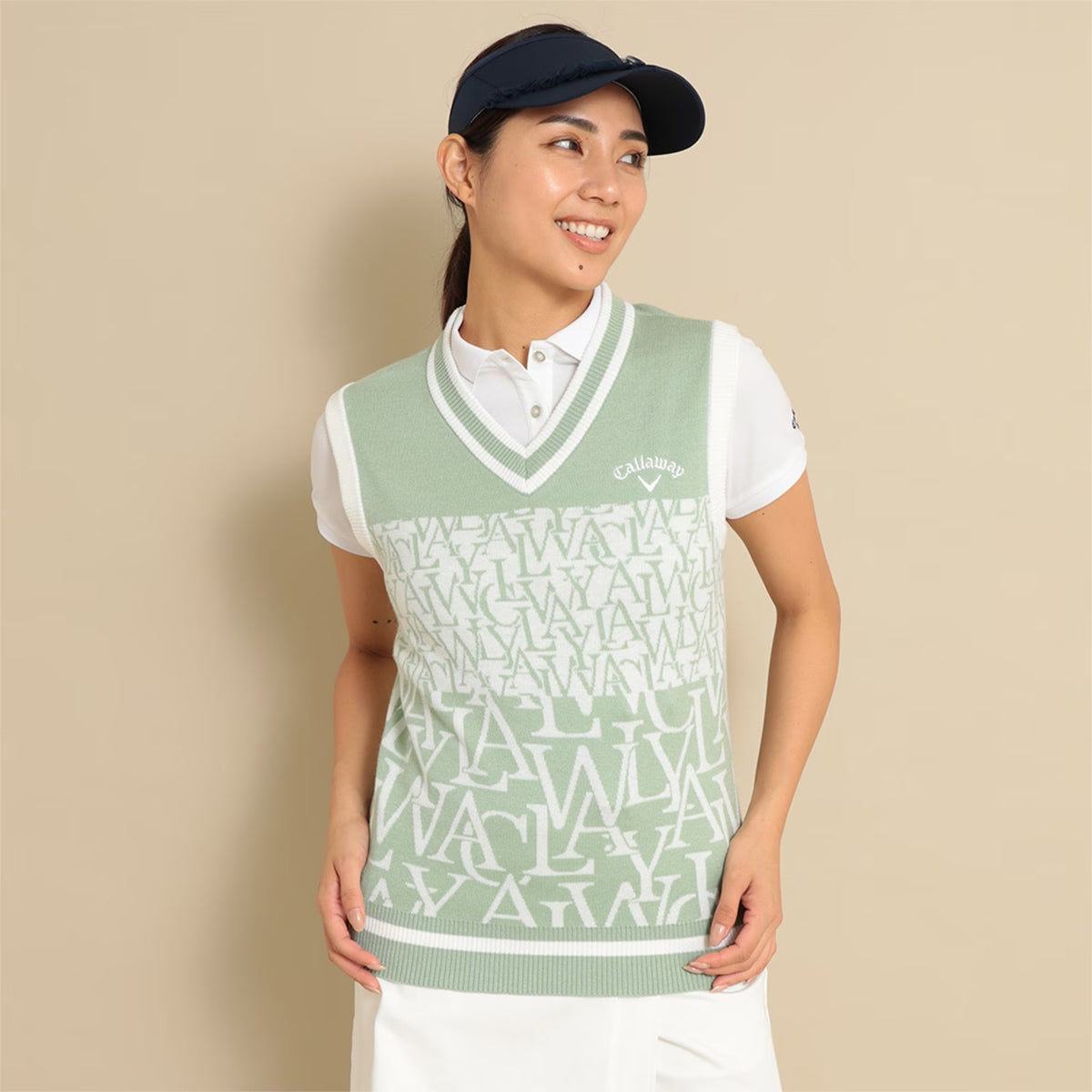 Callaway Logo Jacquard Knit Vest Women's Golf Wear