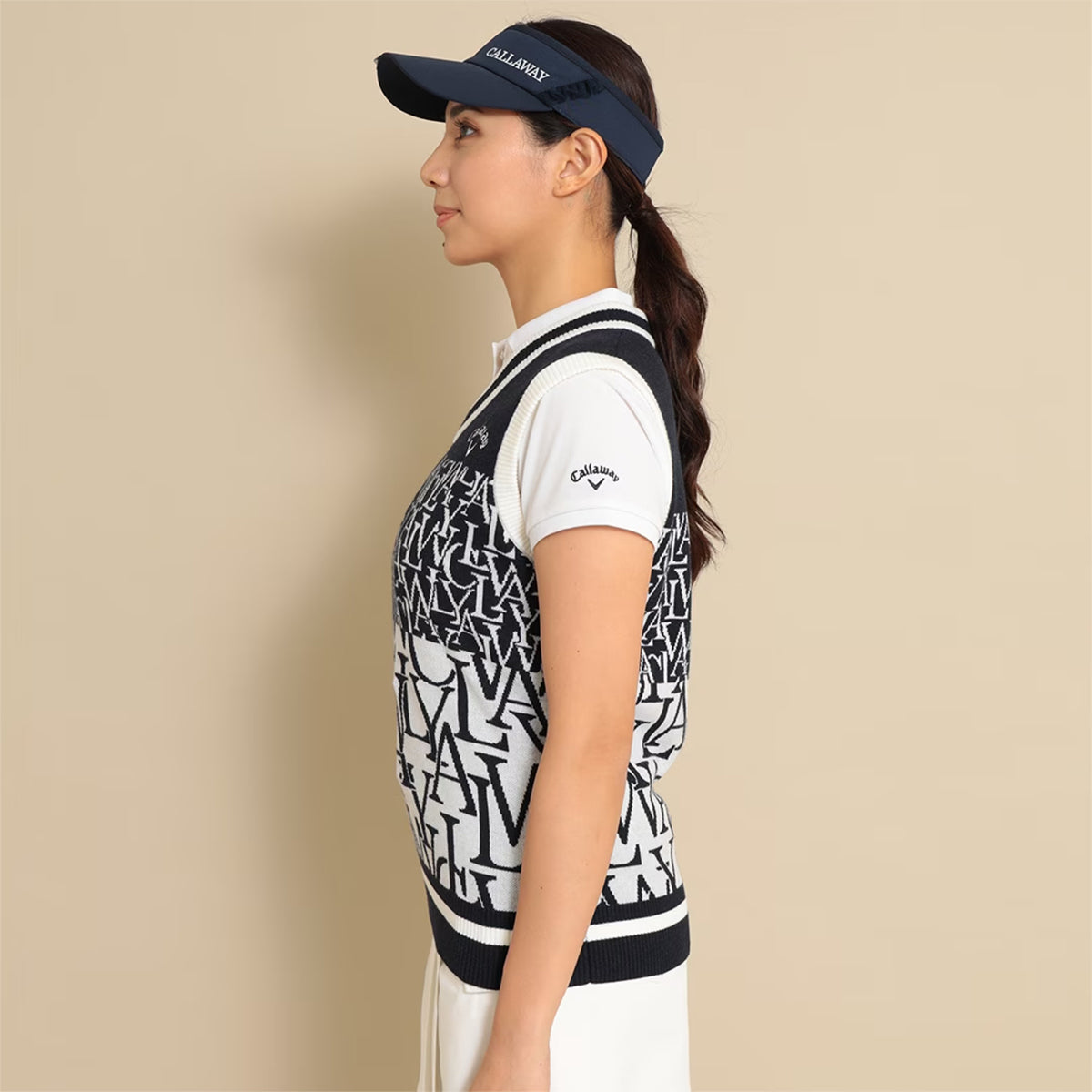 Callaway Logo Jacquard Knit Vest Women's Golf Wear