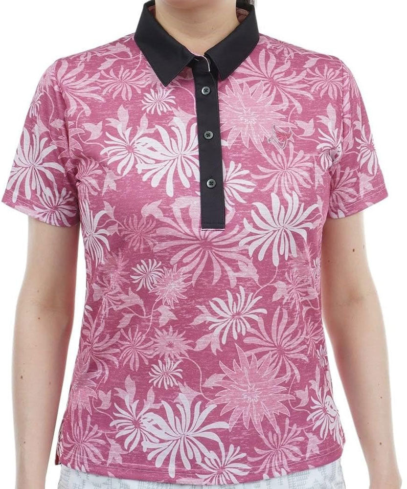 CLUNK Botanical Polo for Women, Golf Wear, Sweat-Absorbent, Quick-Drying, UV Protection