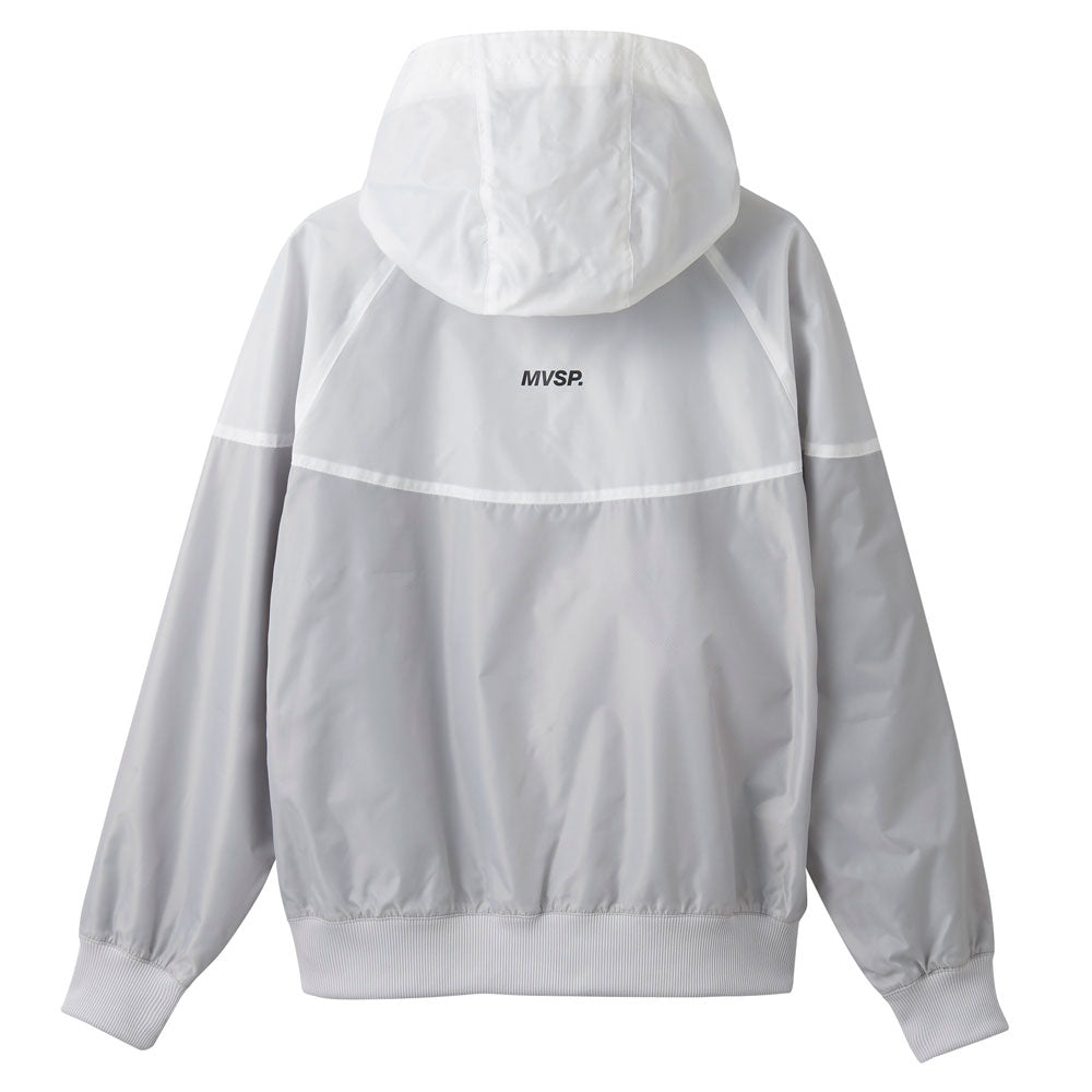 Mesh-lined windbreaker bicolor full-zip hoodie