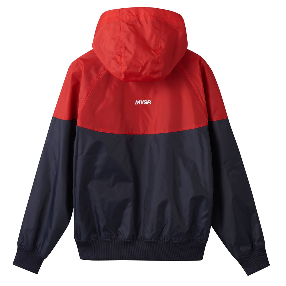 Mesh-lined windbreaker bicolor full-zip hoodie