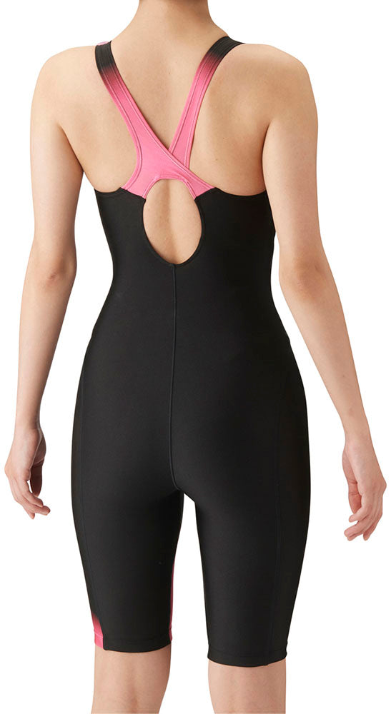 Women's Fitness Swimsuit One Piece Spats Open Back Half Leg