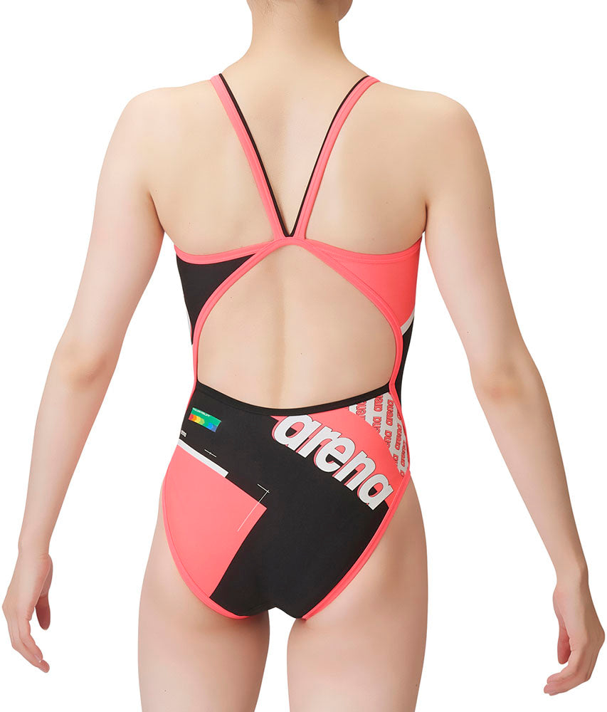 Women's competitive swimming training swimsuit, one piece, open back, for swimming practice