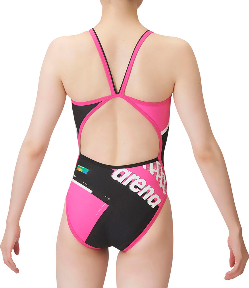 Women's competitive swimming training swimsuit, one piece, open back, for swimming practice