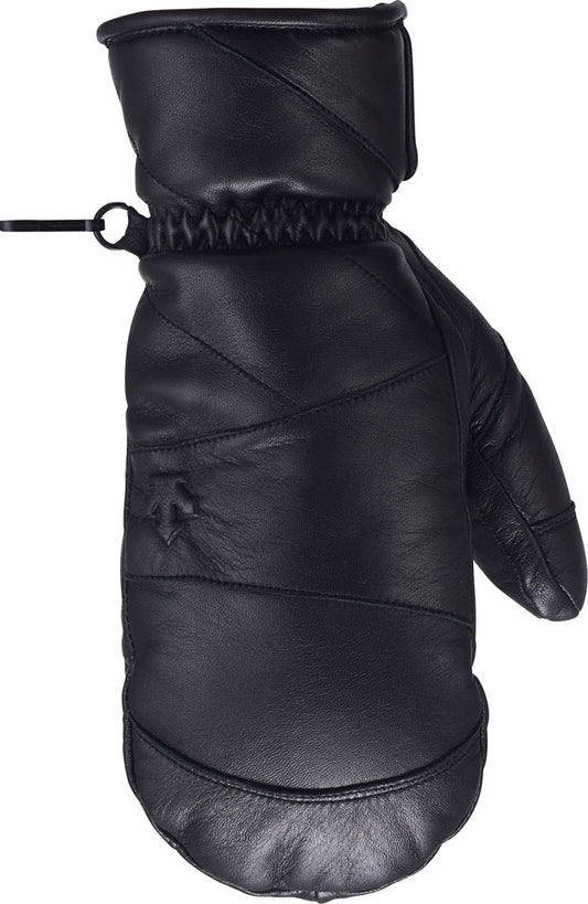 Women's Leather Mittens Ski Gloves Heat Navi Women's