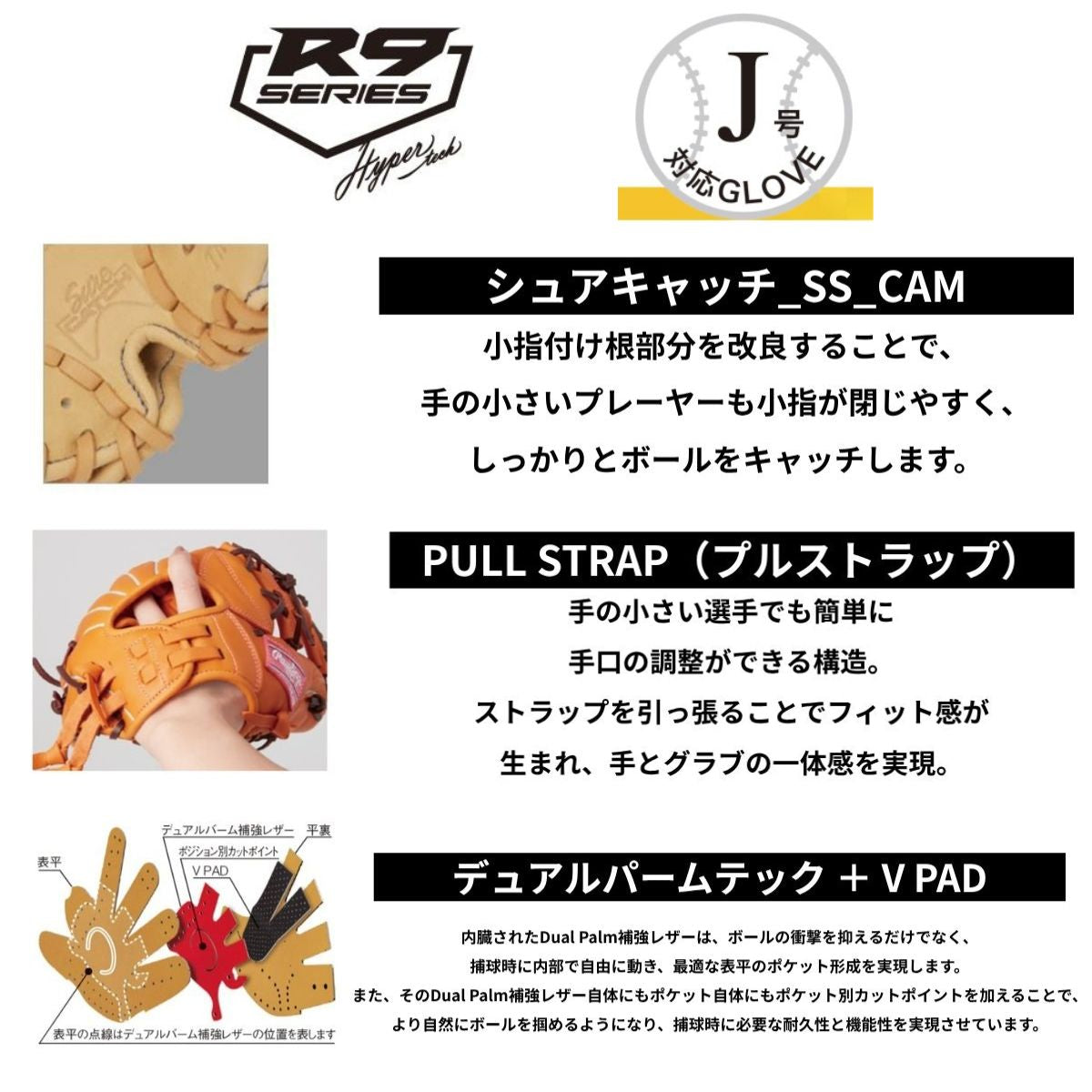 B品 ジュニア用グラブ オールラウンド HYPER TECH R9 SERIES 少年野球