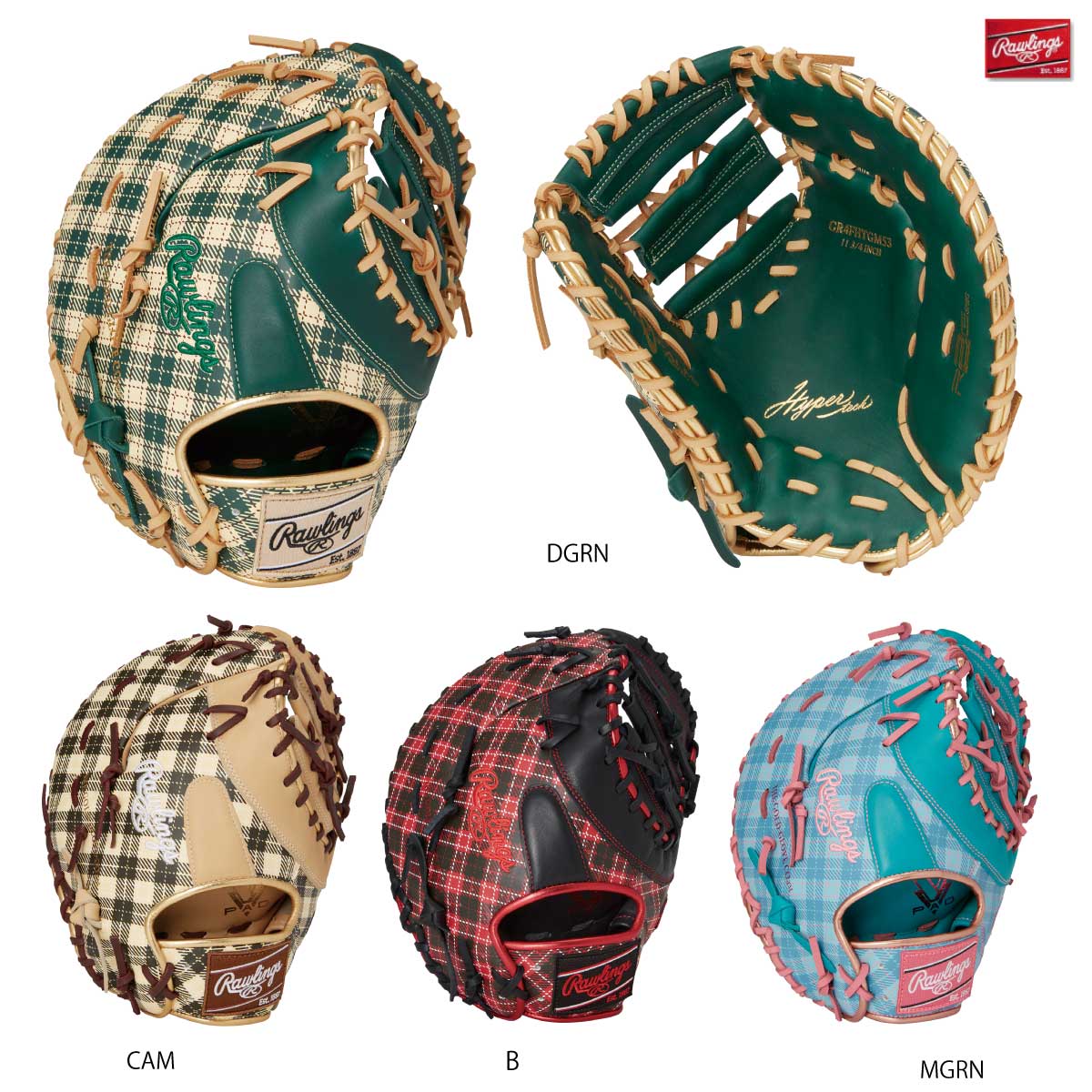 Soft Baseball Mitt HYPER TECH Graphic Tartan Check First Baseman Mitt